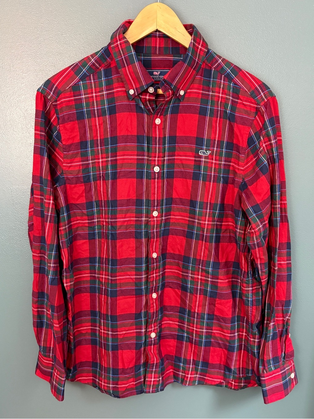 Vineyard Vines Men's Classic Fit Whale Shirt Plaid Flannel Button-Down Size M